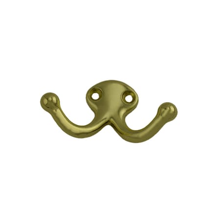 Ives Commercial Aluminum Double Wardrobe Hook Bright Brass Finish 582A3